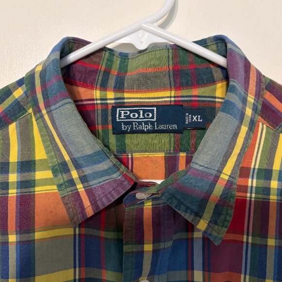 Ralph Lauren Polo Men's L/S 2-Pocket Linen-Silk Button-Down Shirt XL Plaid - Picture 3 of 9